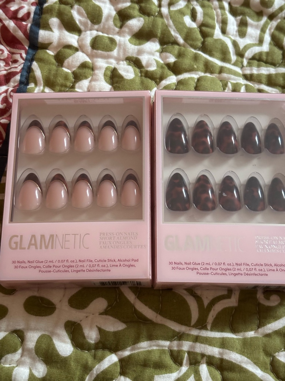Glamnetic Short Almond Press-On Nails — Nude Pink & Tortoise Shell (30-Count)
